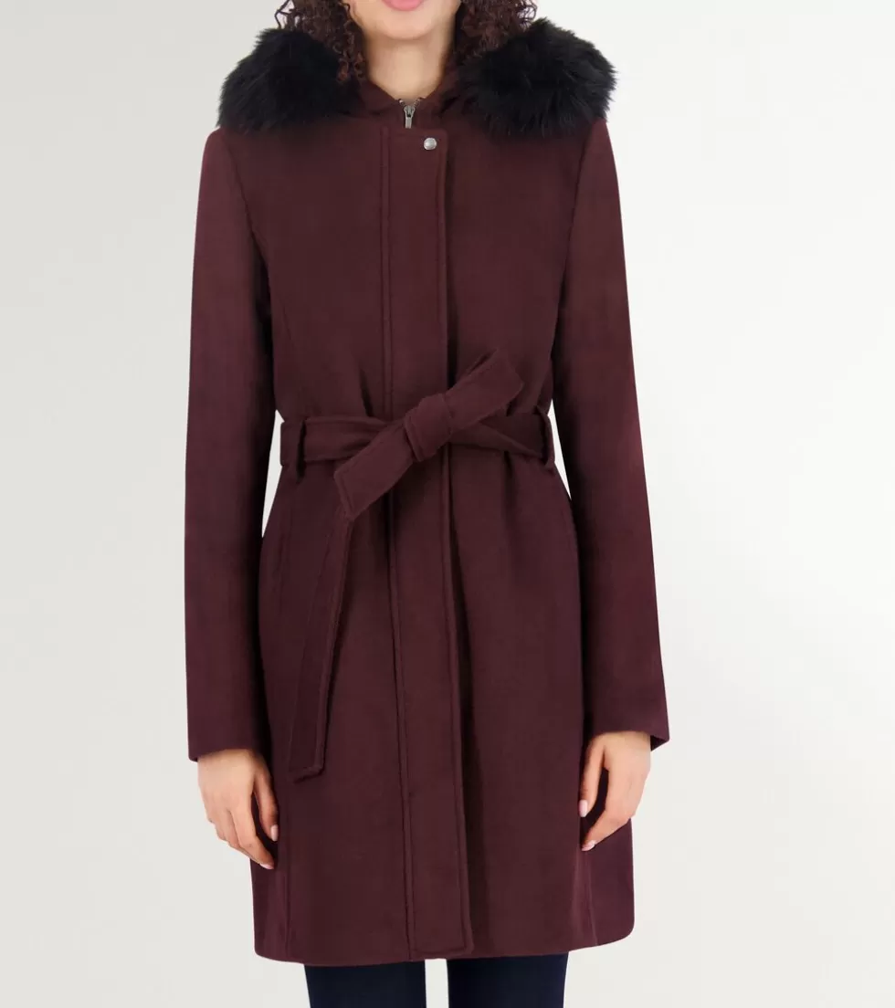 Cole Haan WOOL COATS & JACKETS | BLAZER & TRENCH JACKETS^Women's Slick Wool Hooded Coat Bordeaux