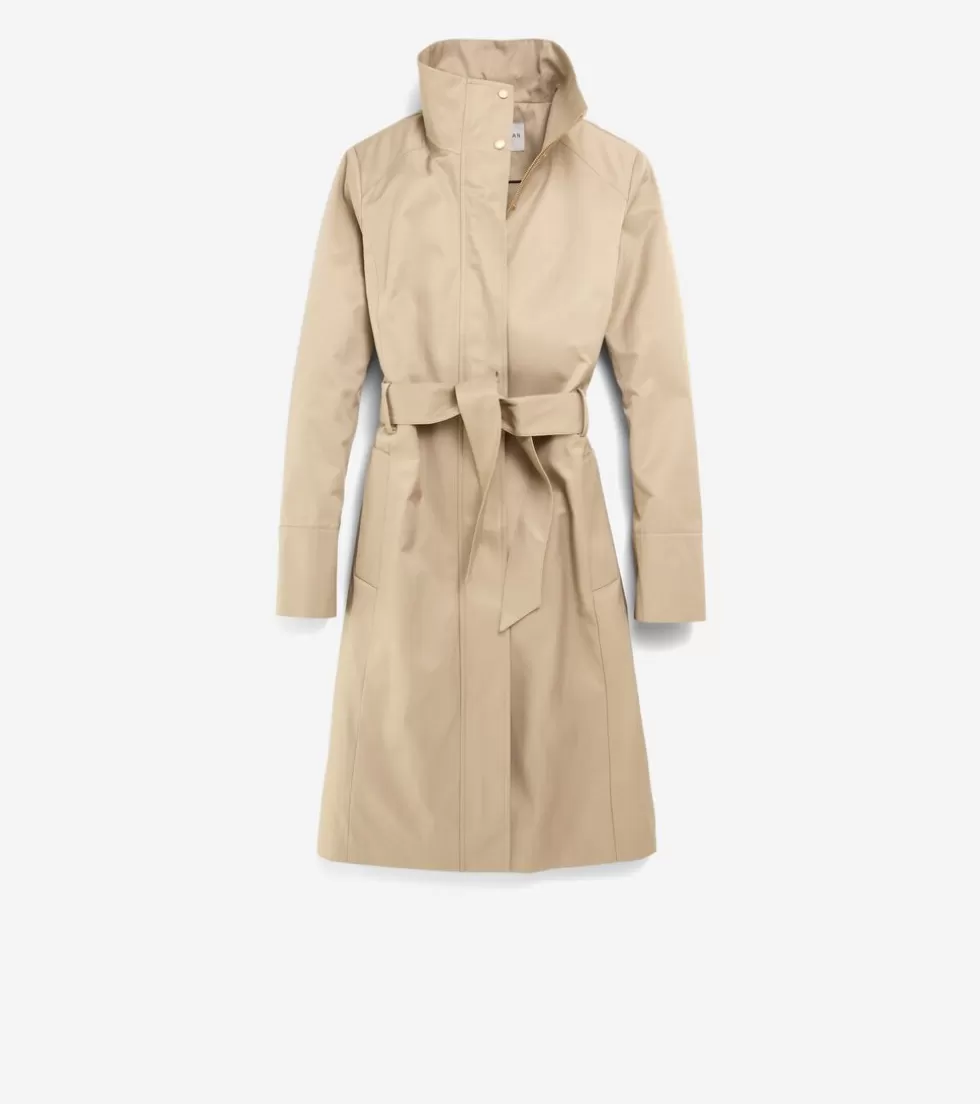 Cole Haan BLAZER & TRENCH JACKETS | JACKETS & COATS^Women's Stand Collar Rain Trench Coat Khaki
