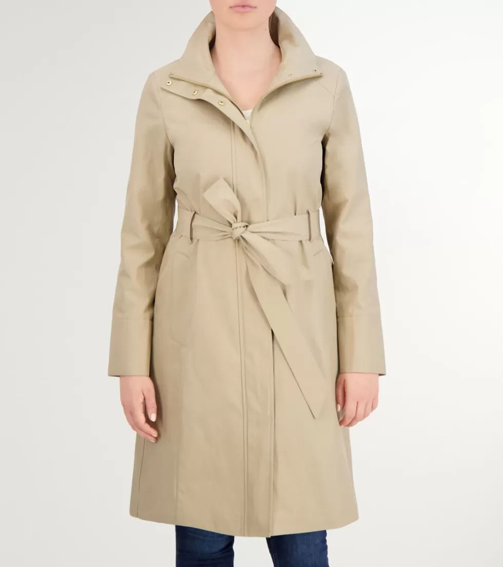 Cole Haan BLAZER & TRENCH JACKETS | JACKETS & COATS^Women's Stand Collar Rain Trench Coat Khaki