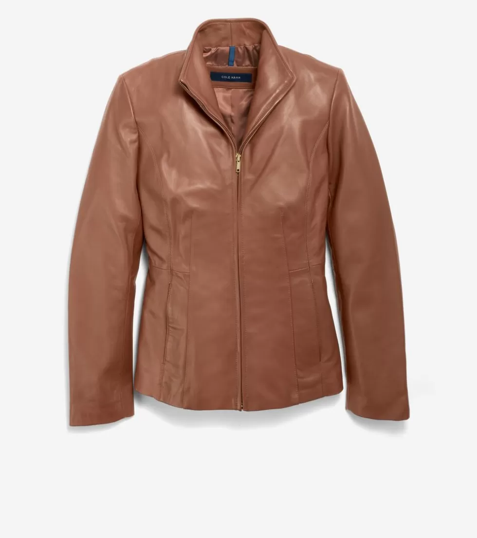 Cole Haan SUEDE & LEATHER JACKETS | JACKETS & COATS^Women's Wing Collar Leather Jacket Hickory