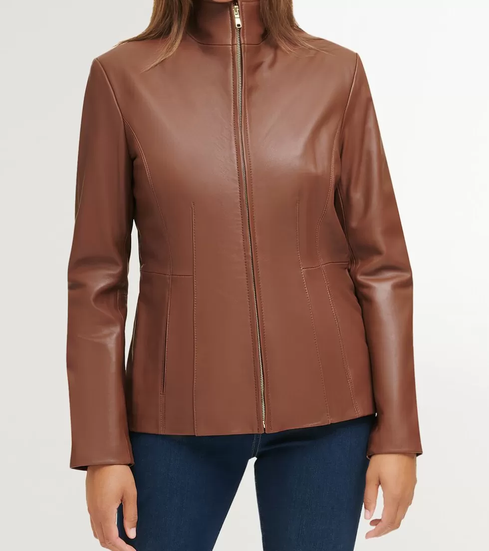 Cole Haan SUEDE & LEATHER JACKETS | JACKETS & COATS^Women's Wing Collar Leather Jacket Hickory