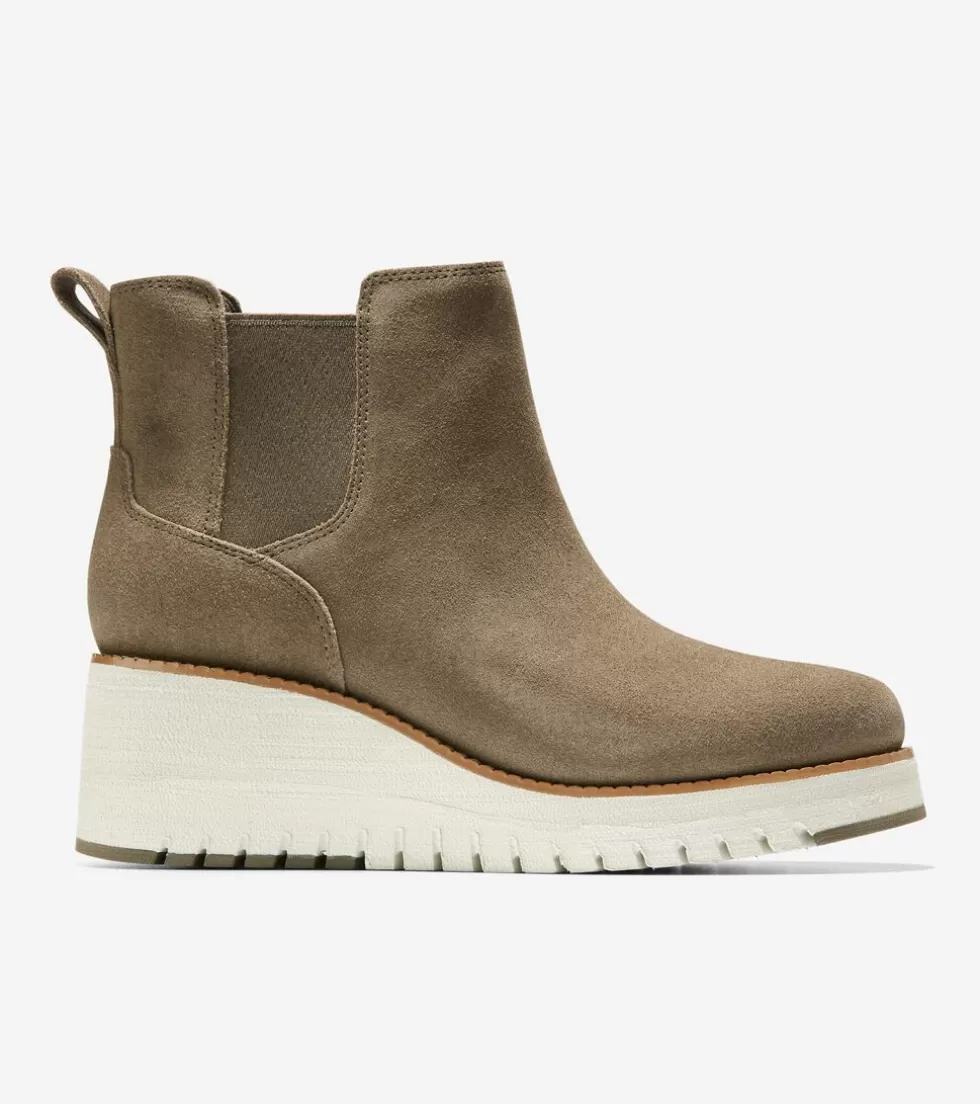 Cole Haan BOOTS^Women's ZERØGRAND City Wedge Waterproof Chelsea Boot StoneGray-SilverBirch
