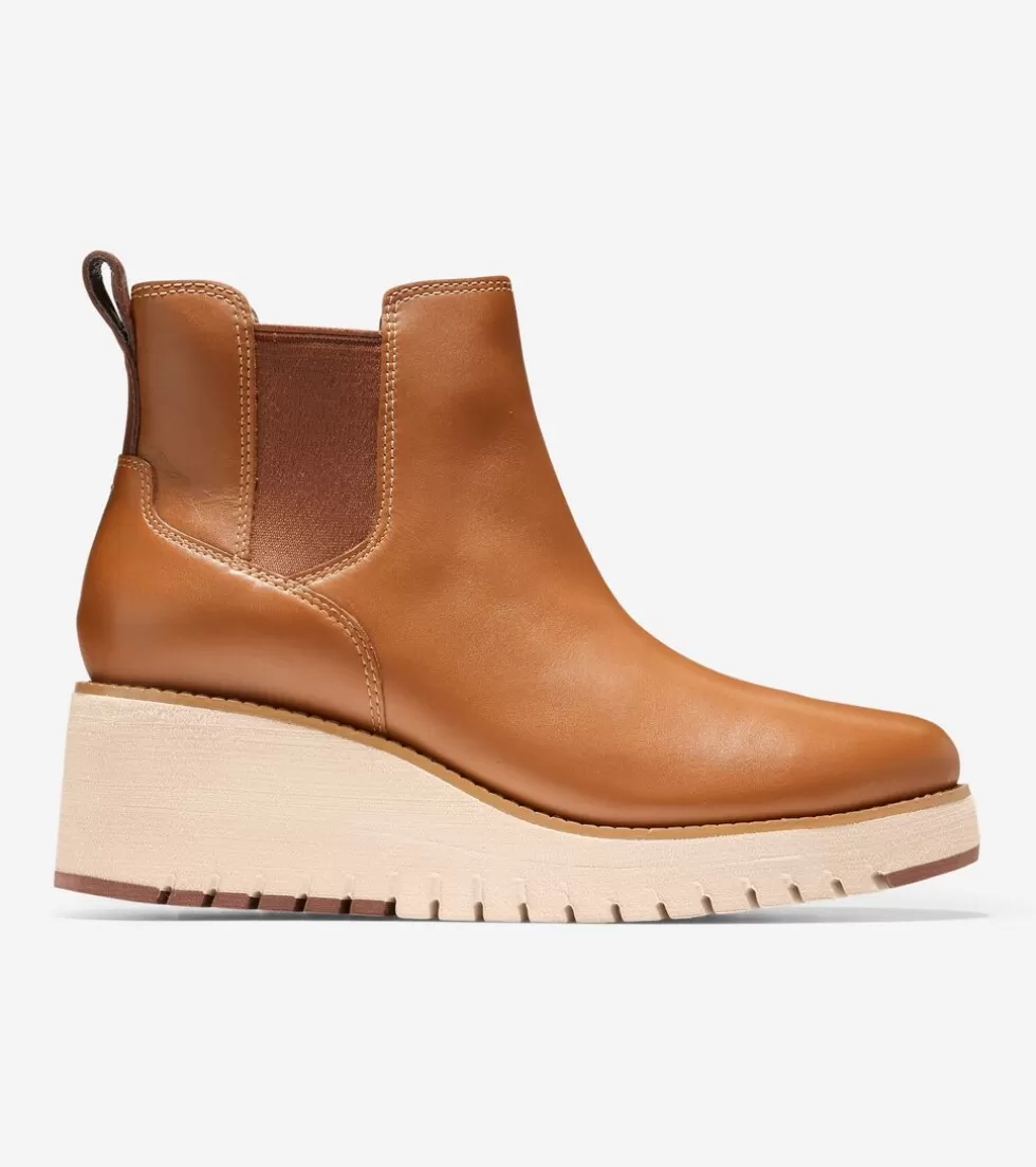 Cole Haan BOOTS^Women's ZERØGRAND City Wedge Waterproof Chelsea Boot BritishTanLeather