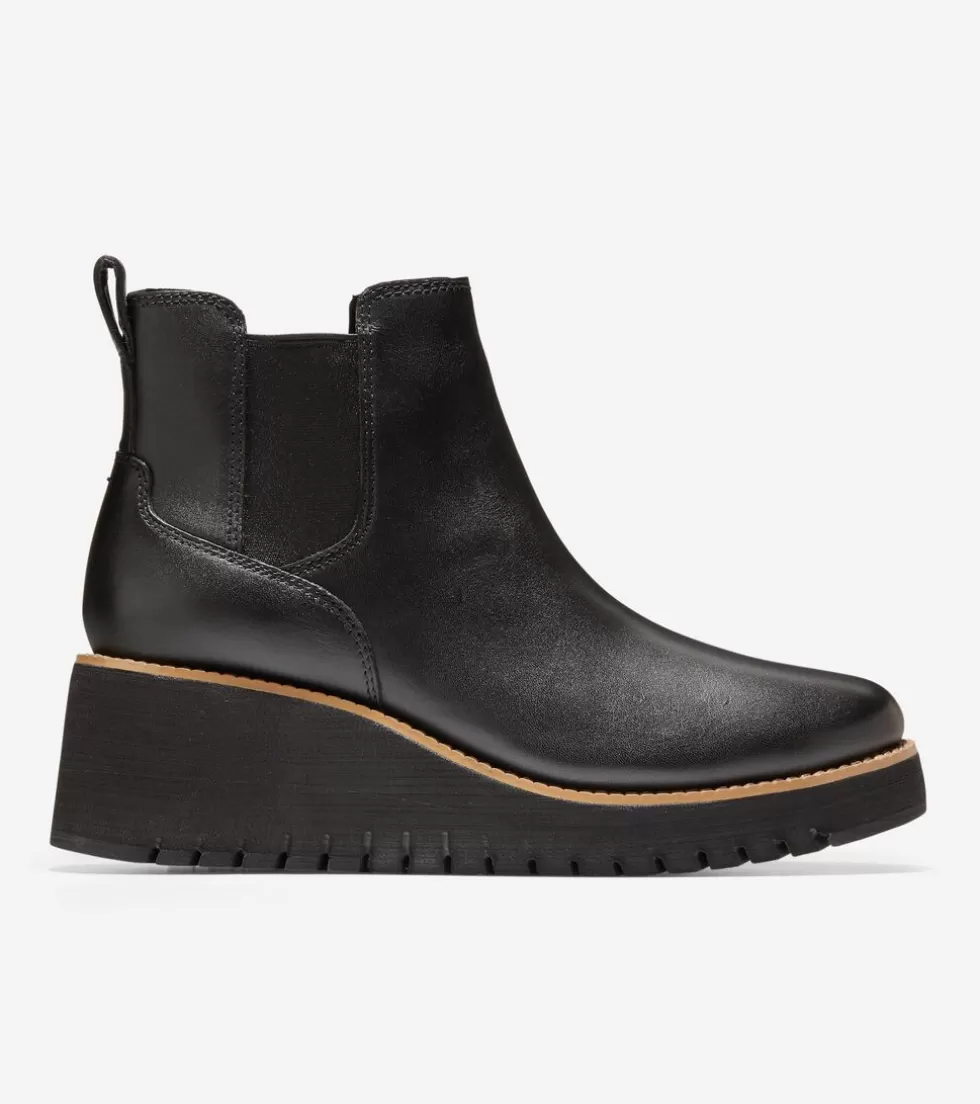 Cole Haan BOOTS^Women's ZERØGRAND City Wedge Waterproof Chelsea Boot BlackLeather