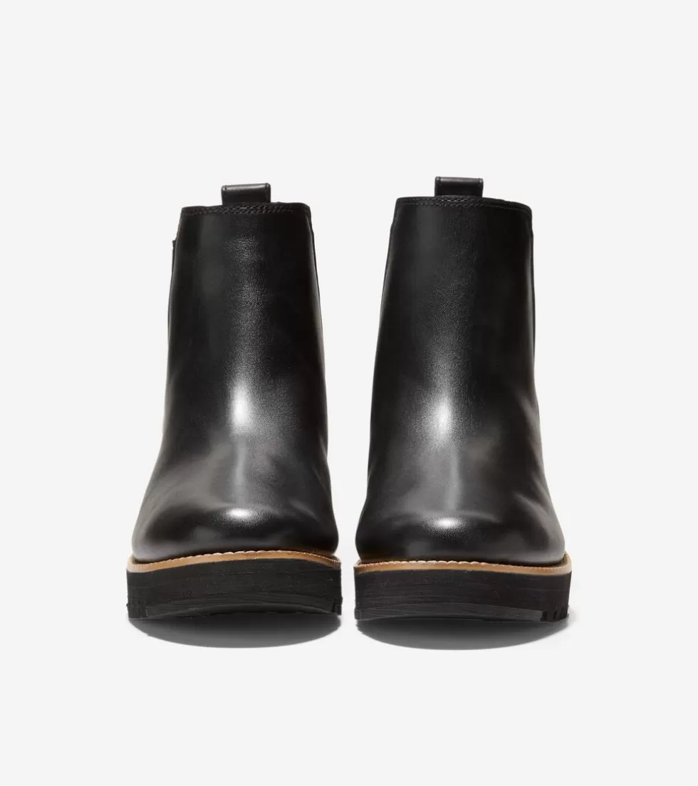 Cole Haan BOOTS^Women's ZERØGRAND City Wedge Waterproof Chelsea Boot BlackLeather