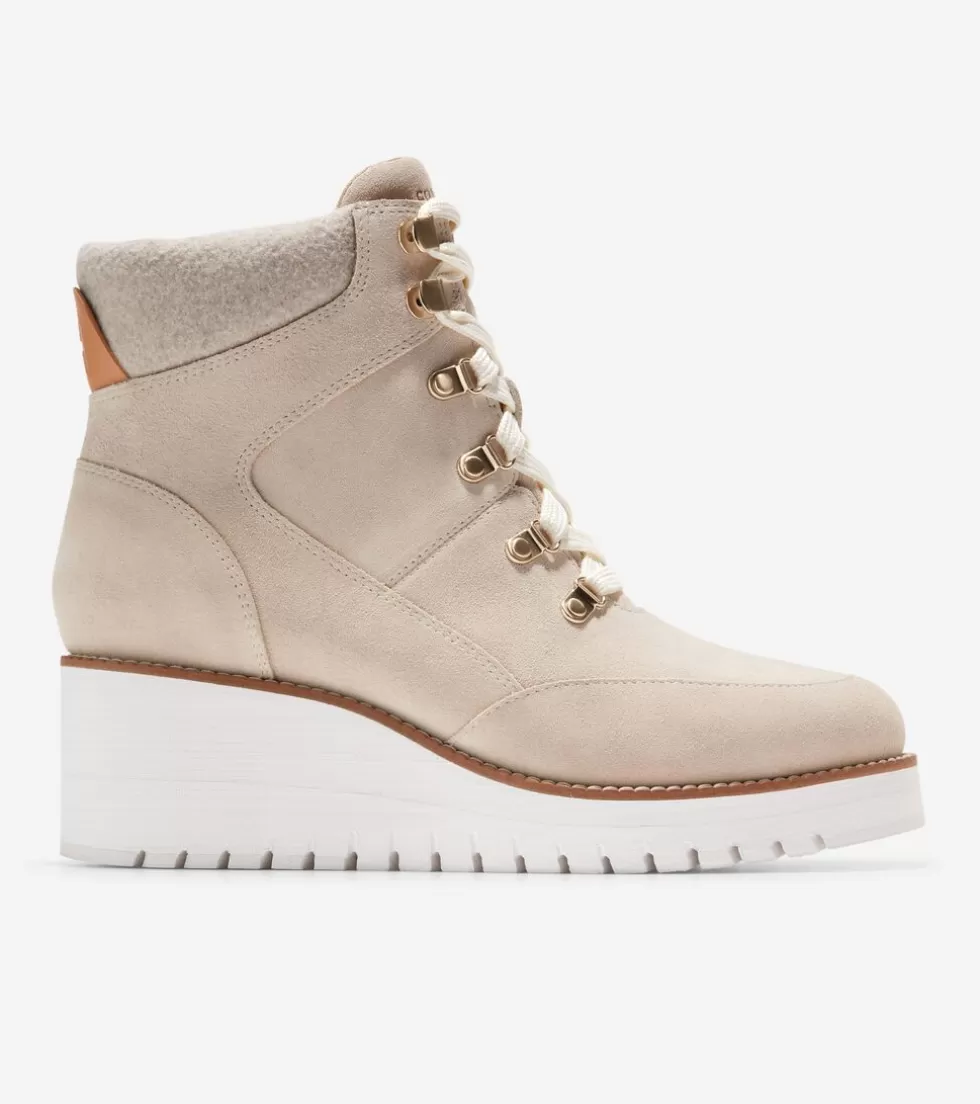 Cole Haan BOOTS^Women's ZERØGRAND City Wedge Waterproof Hiker Boots LightSesame
