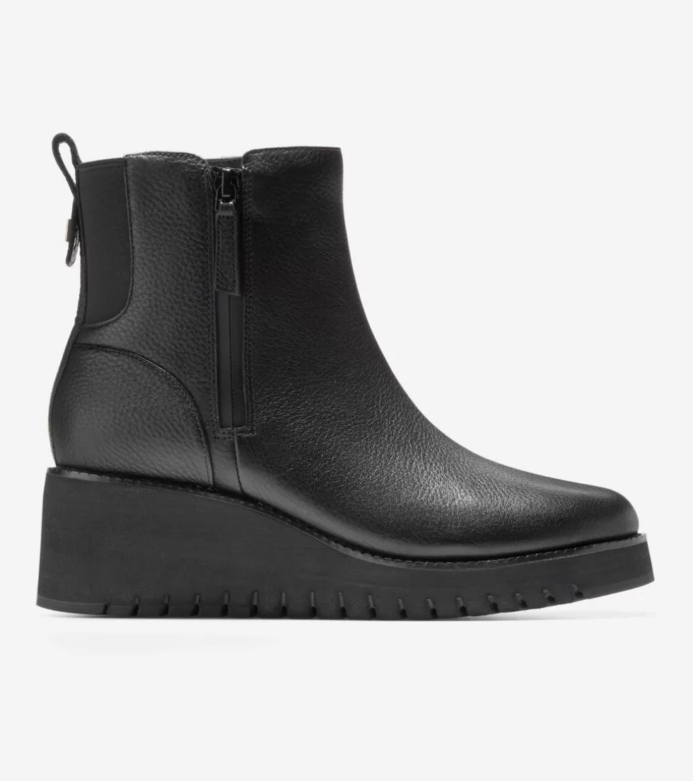 Cole Haan BOOTS^Women's ZERØGRAND City Wedge Waterproof Side Zip Boot Black