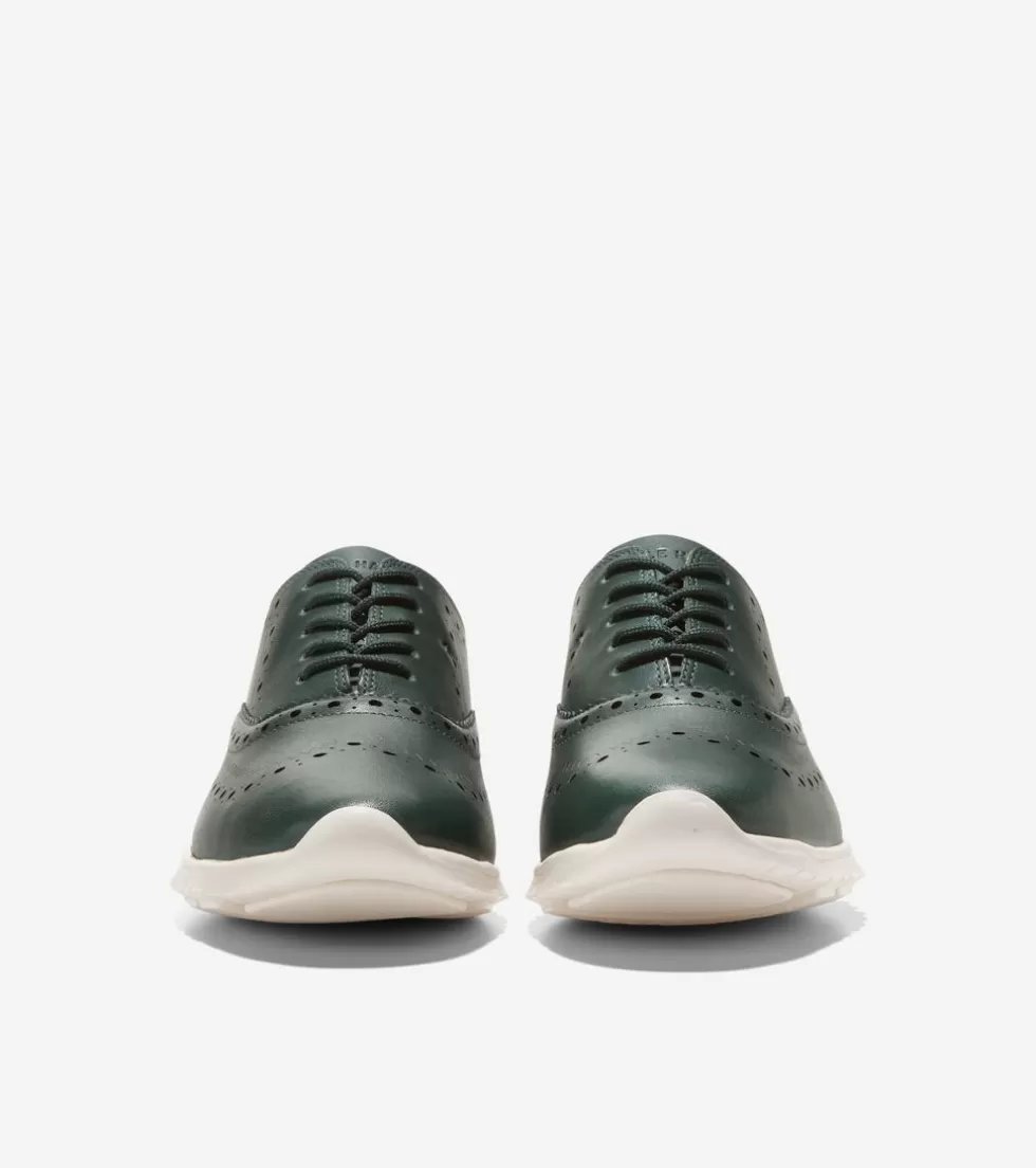 Cole Haan OXFORDS^Women's ZERØGRAND Closed Hole Wingtip Oxfords Scarab-Ivory