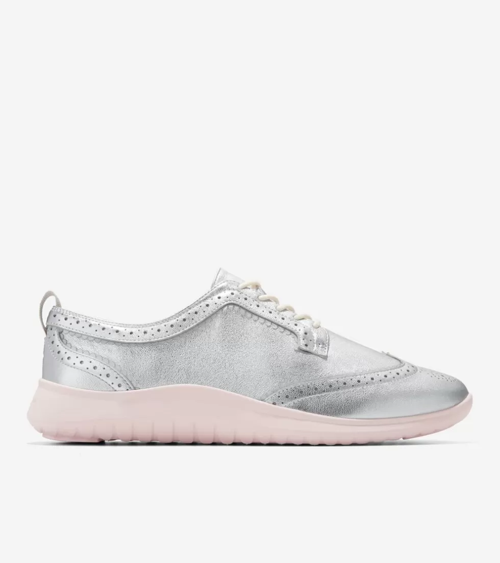 Cole Haan OXFORDS^Women's ZERØGRAND Meritt Wingtip Oxfords SilverTalca-PrimrosePunk