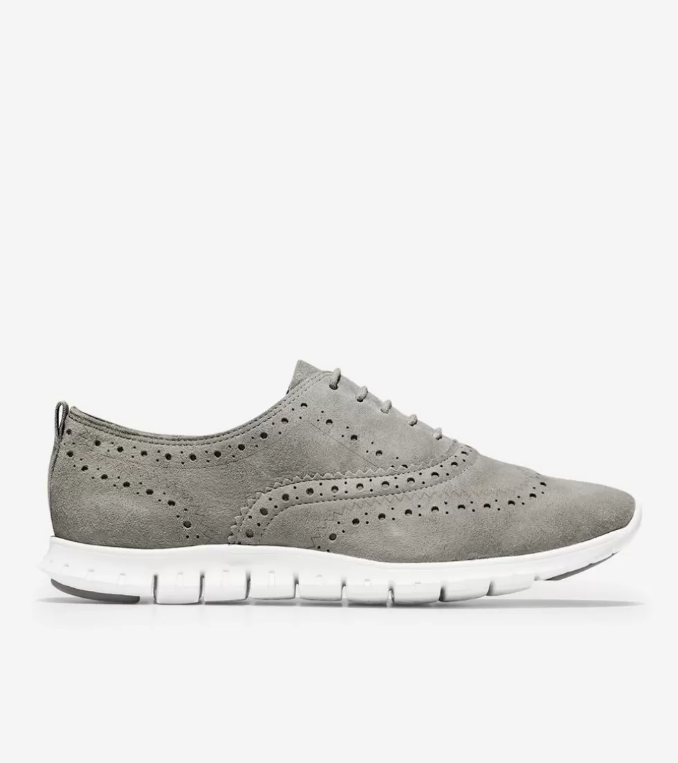 Cole Haan OXFORDS^Women's ZERØGRAND Wingtip Oxfords IronstoneSuede-opticWhite